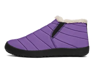 Retro Violet Winter Sneakers - Warm & Easy Slip-On Shoes Lined with Vegan Wool with Anti-Slip Soles