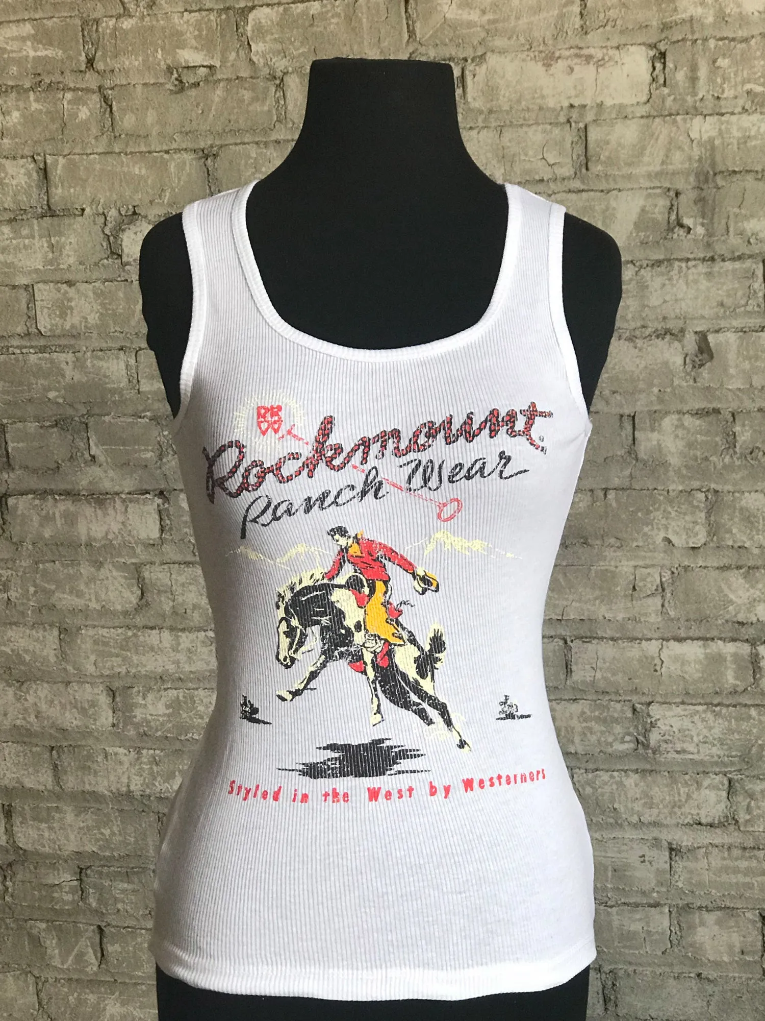 Rockmount Womens White 100% Cotton Premium Bronc Tank Top