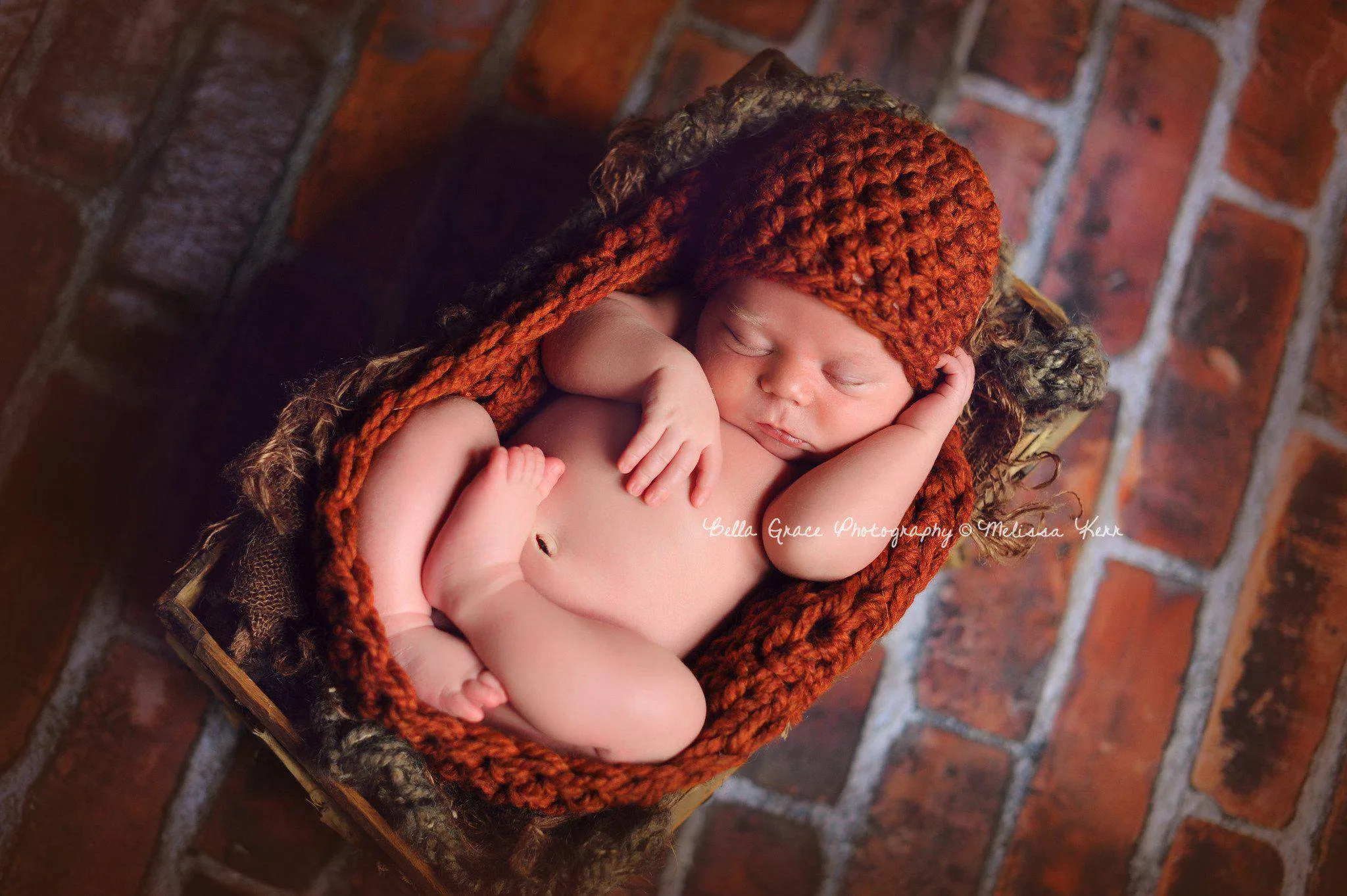 Rust Orange Baby Bowl And Hat Set