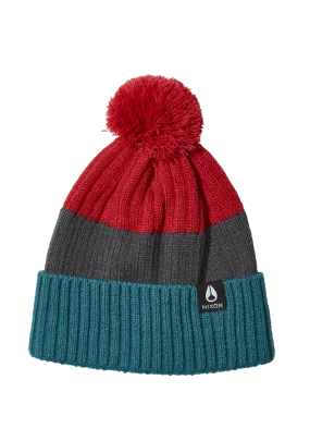 Schrader Pom Beanie - Dark Cedar / Red