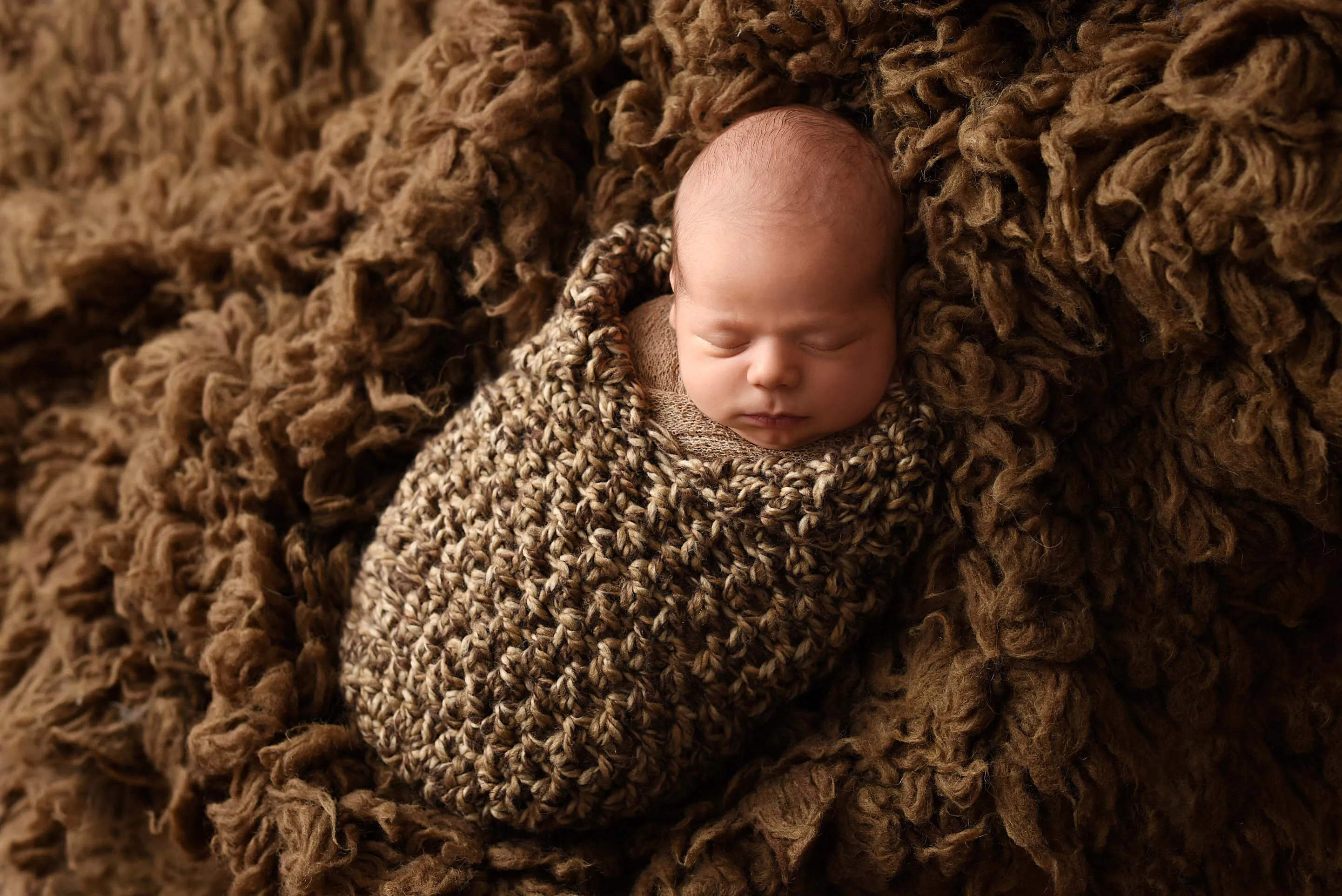 SET Toffee Newborn Baby Collared Cocoon and Button Hat