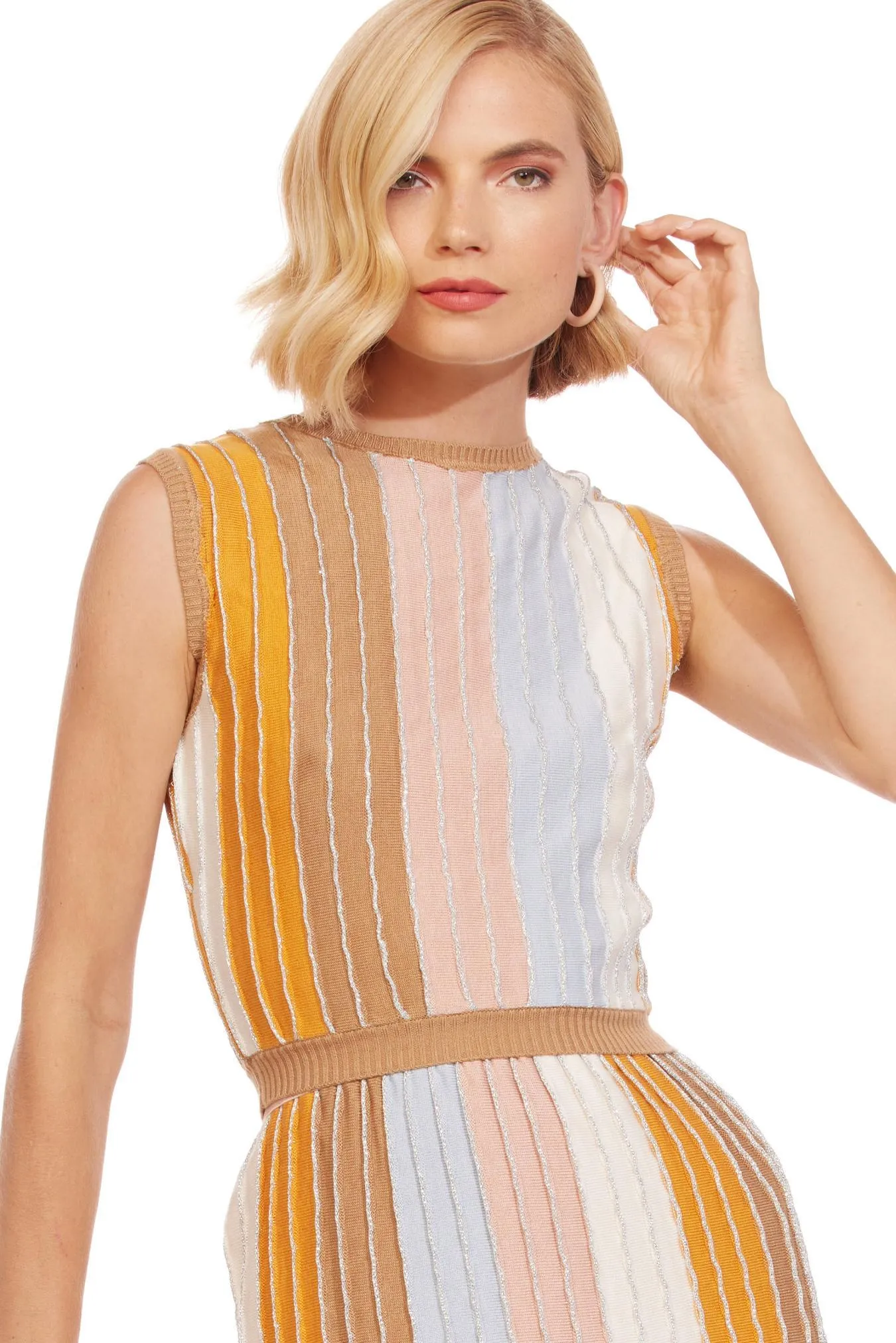 Shimmer Striped Knit Top - Silverado Stripe