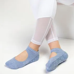 Slide On Grip Socks - Powder Blue Sparkle (Barre / Pilates)