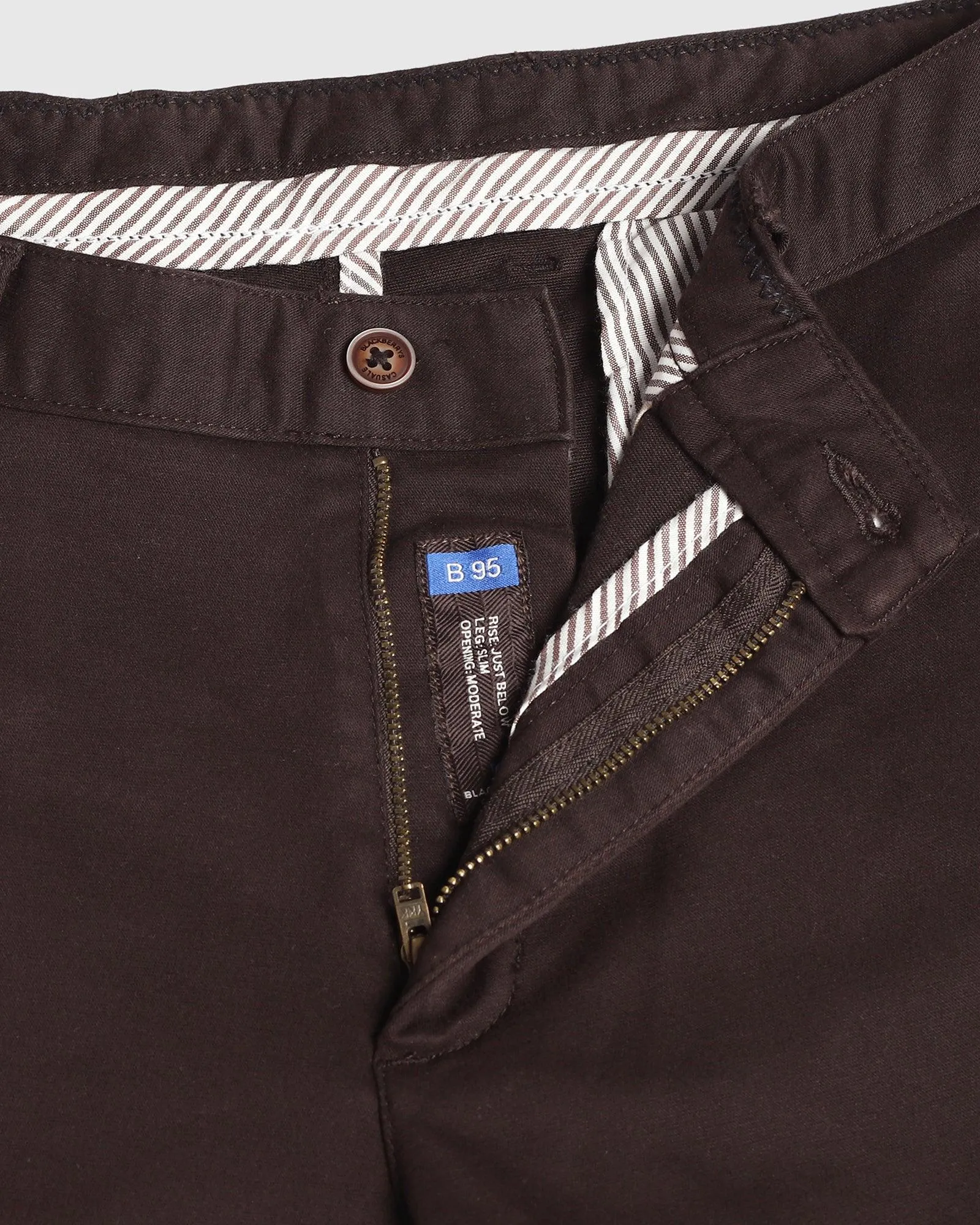 Slim Comfort B-95 Casual Chocolate Brown Solid Khakis - Clate