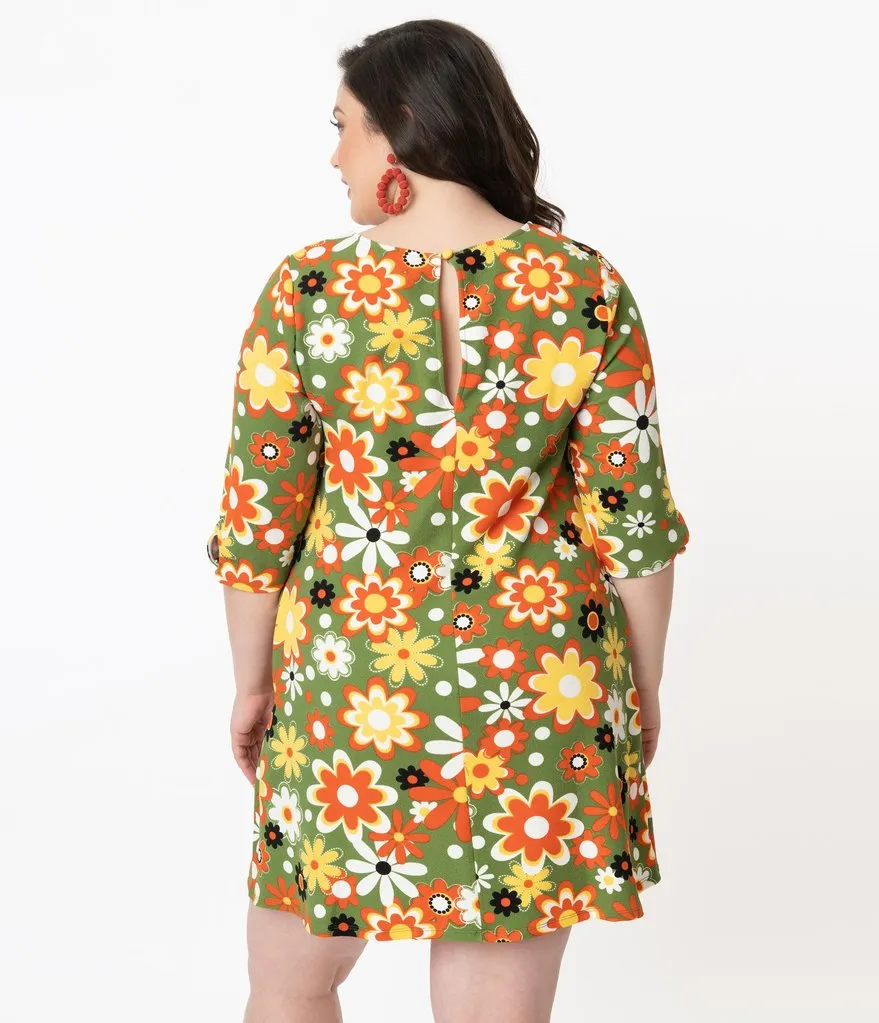 Smak Parlour Retro Geo Floral Print Cosmic Shift Dress (XS, S and M ONLY)