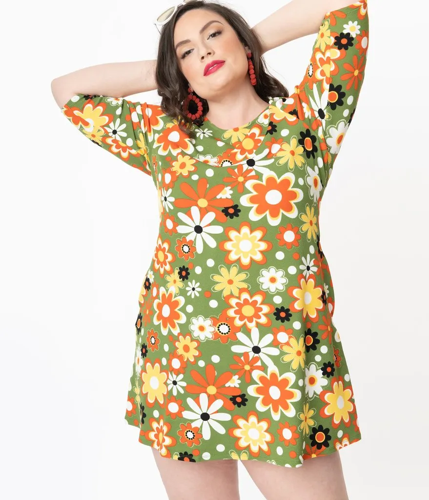 Smak Parlour Retro Geo Floral Print Cosmic Shift Dress (XS, S and M ONLY)