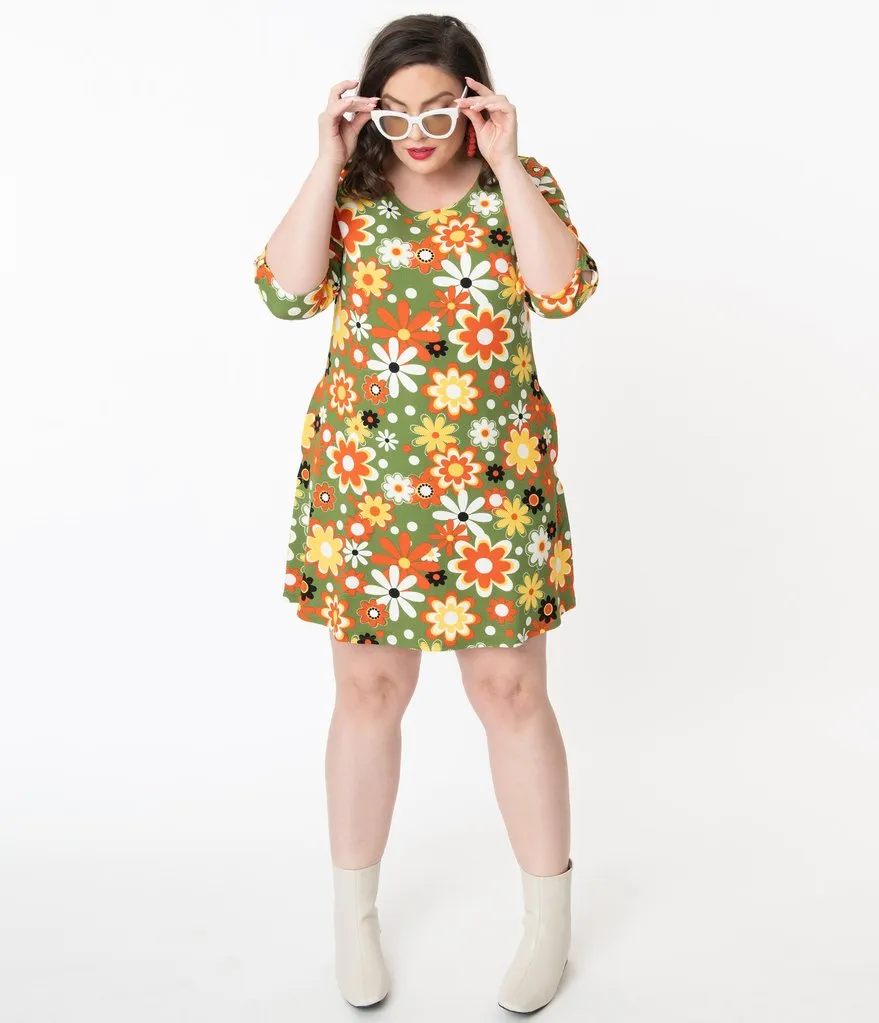 Smak Parlour Retro Geo Floral Print Cosmic Shift Dress (XS, S and M ONLY)