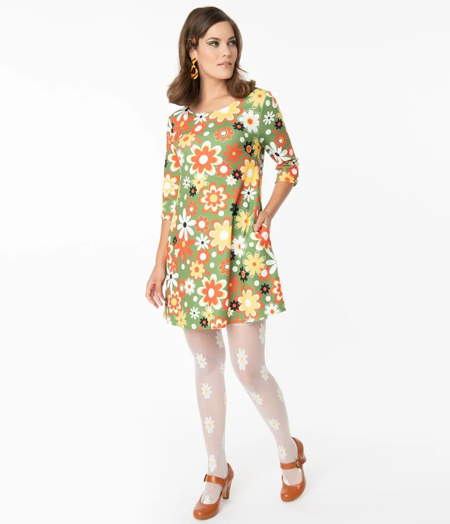 Smak Parlour Retro Geo Floral Print Cosmic Shift Dress (XS, S and M ONLY)