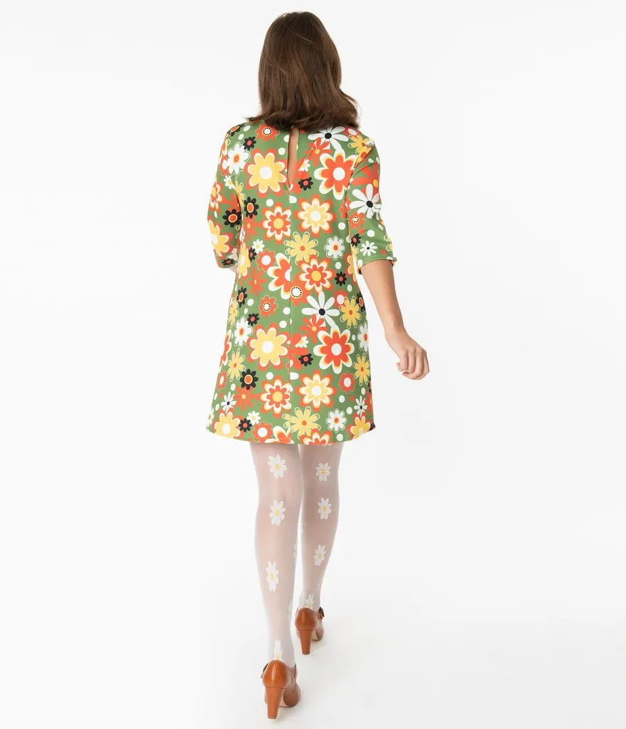 Smak Parlour Retro Geo Floral Print Cosmic Shift Dress (XS, S and M ONLY)