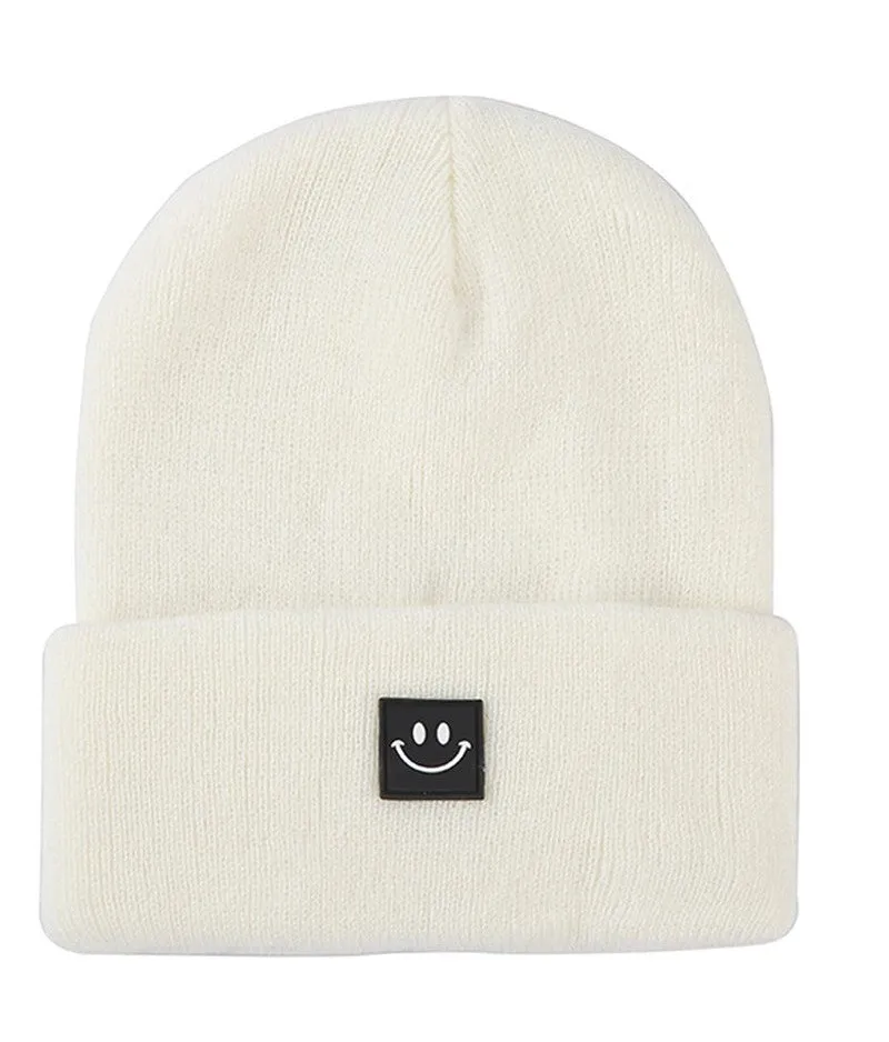 Smiley Face Patch Beanie- 3 Colors!