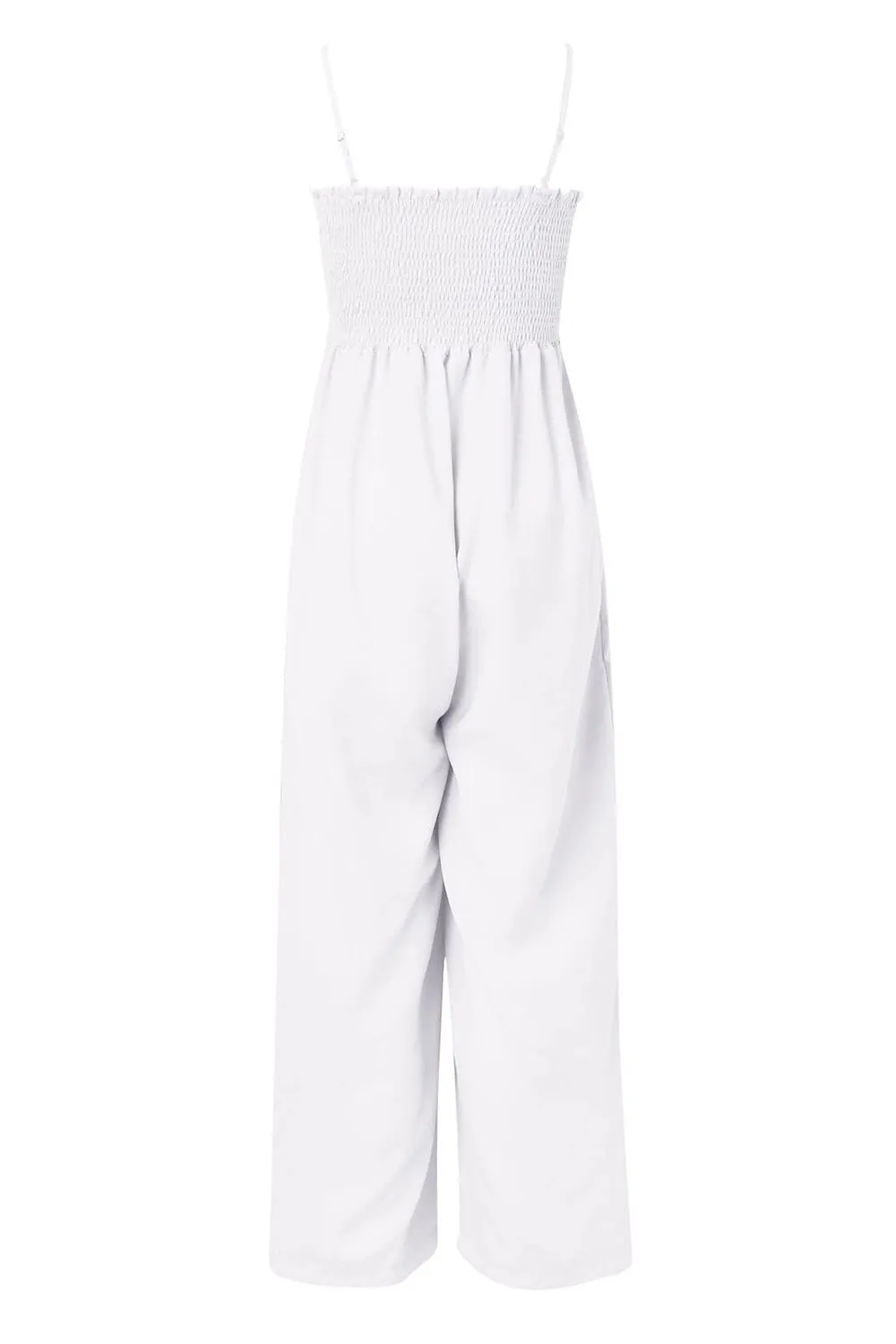 Smocked Spaghetti Strap Wide Leg Jumpsuit