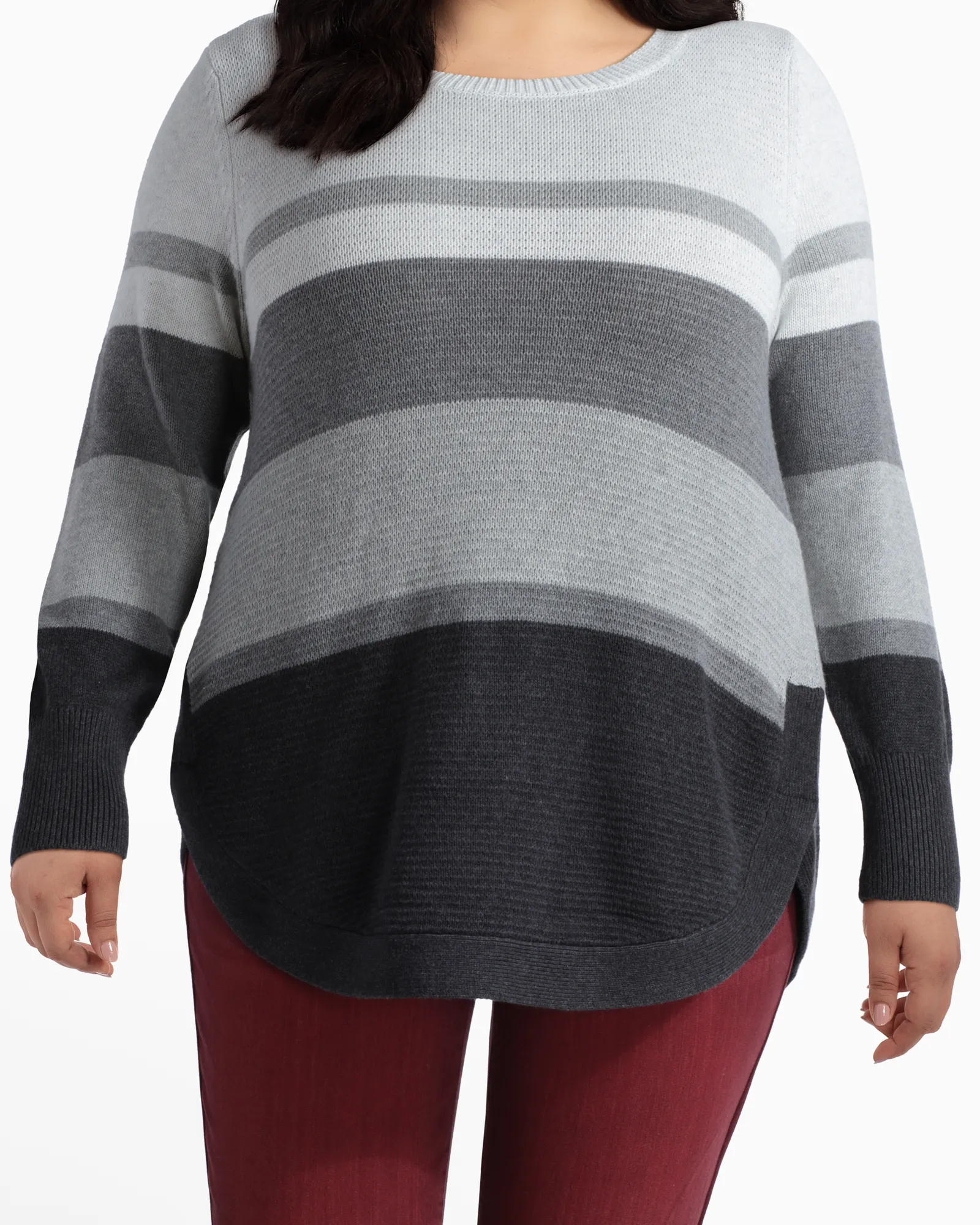 Sophie Cotton Sweater | Charcoal Grey / Light Grey