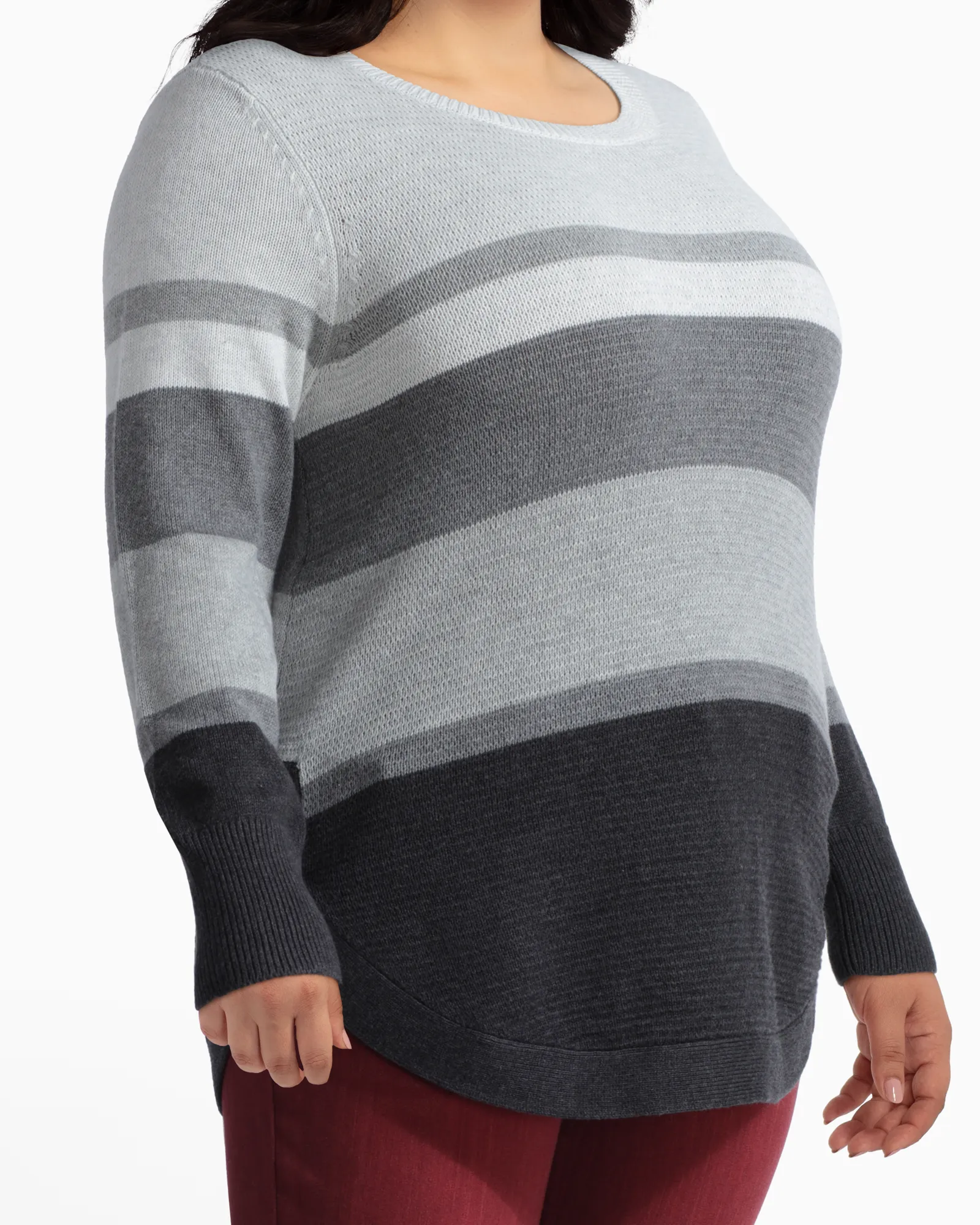 Sophie Cotton Sweater | Charcoal Grey / Light Grey