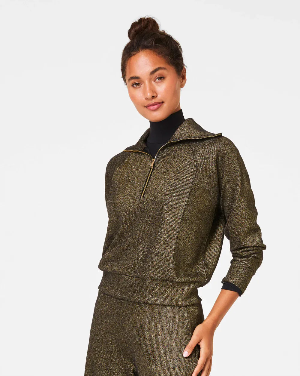 SPANX - AIRESSENTIALS HALF ZIP SHIMMER PULLOVER