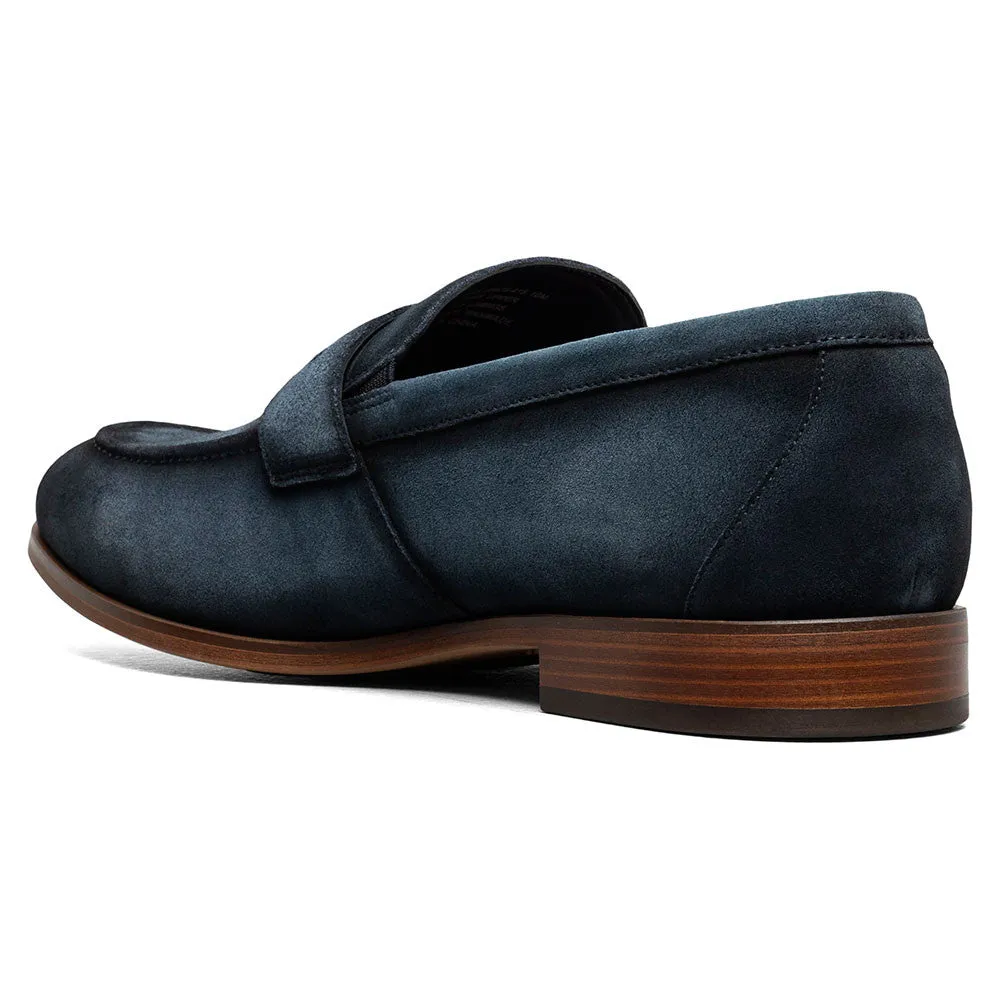 Stacy Adams Burke Navy Suede Men’s Moc Toe Saddle Slip On Shoes