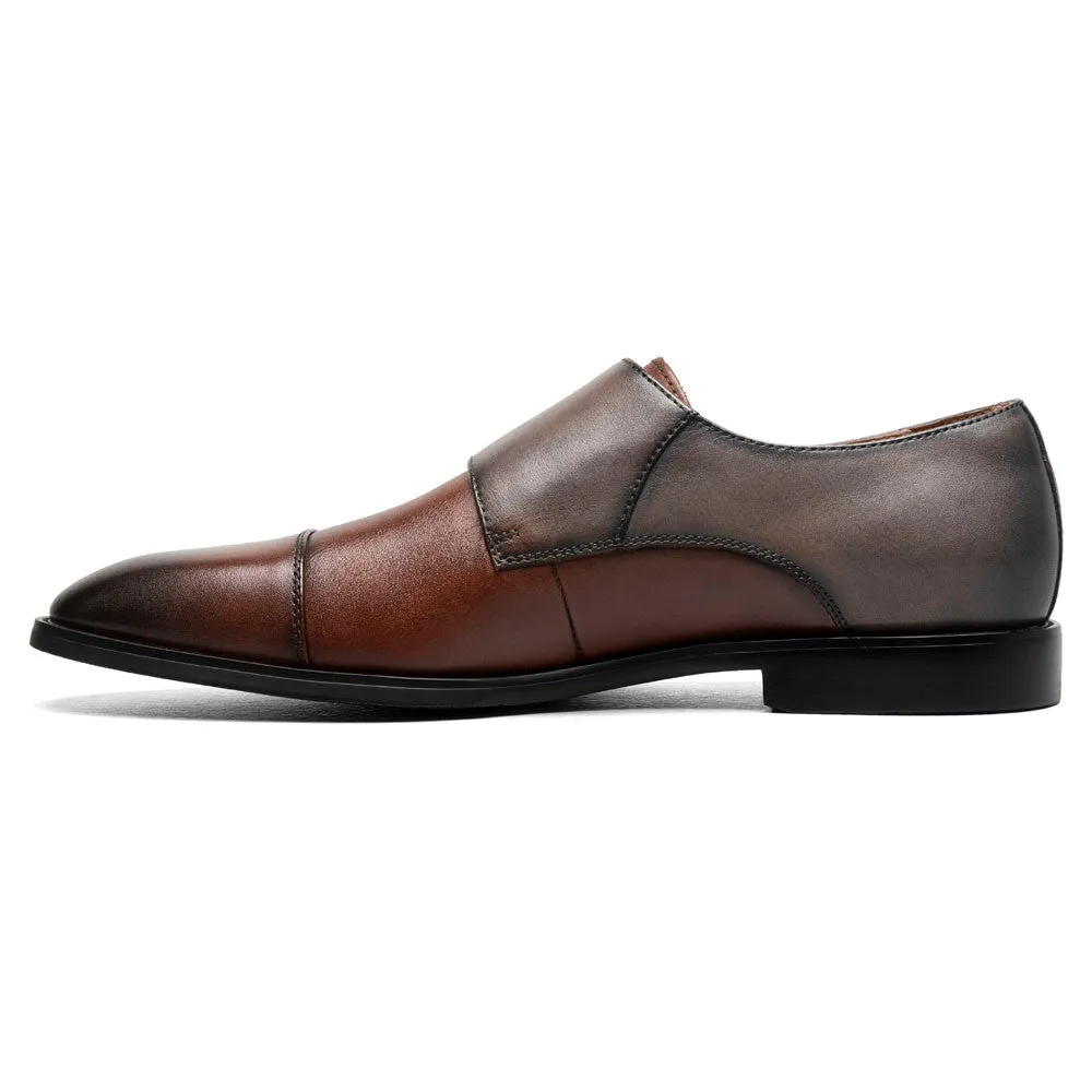 Stacy Adams Raythorne Gray and Brown Men’s Cap Toe Double Monk Strap Shoes