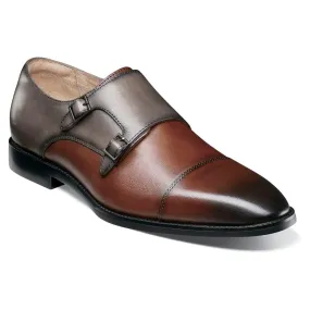 Stacy Adams Raythorne Gray and Brown Men’s Cap Toe Double Monk Strap Shoes