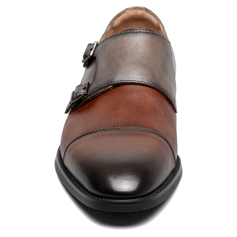 Stacy Adams Raythorne Gray and Brown Men’s Cap Toe Double Monk Strap Shoes