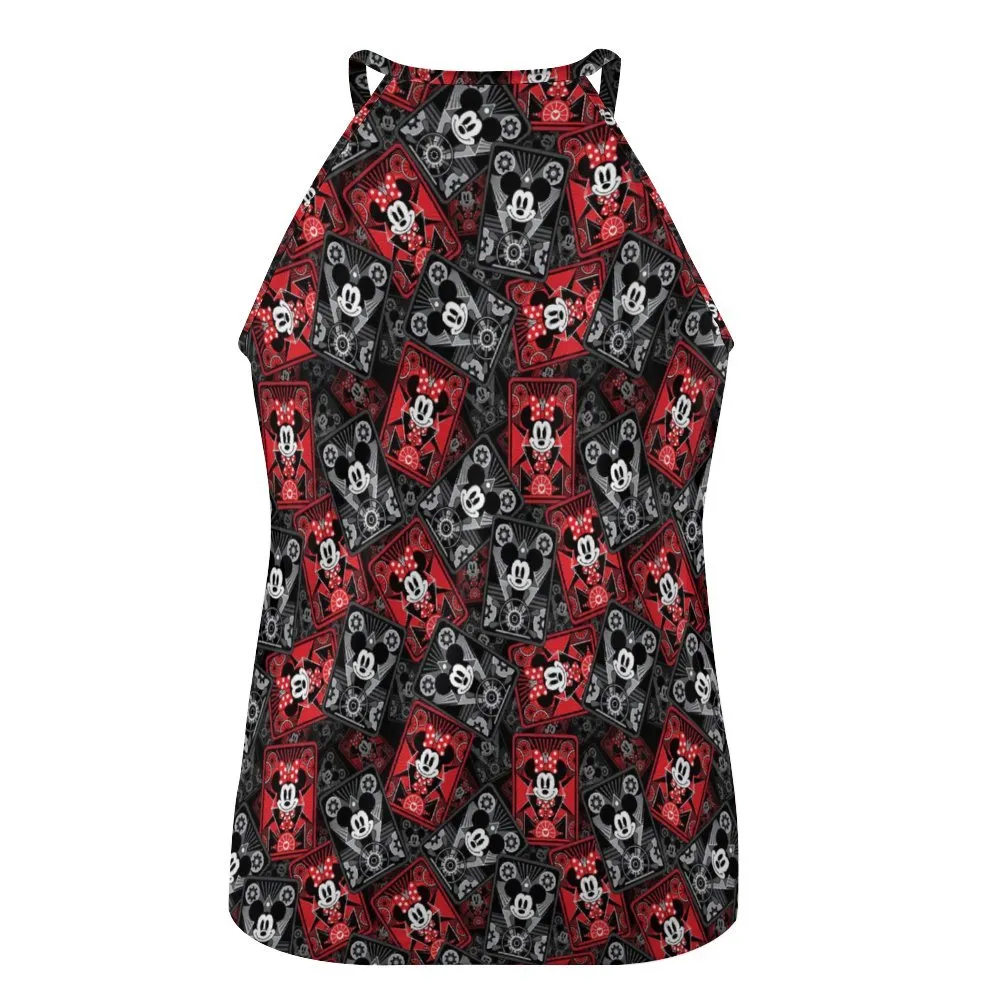 Steamboat Mickey And Minnie Cards Women's Round-Neck Vest Tank Top