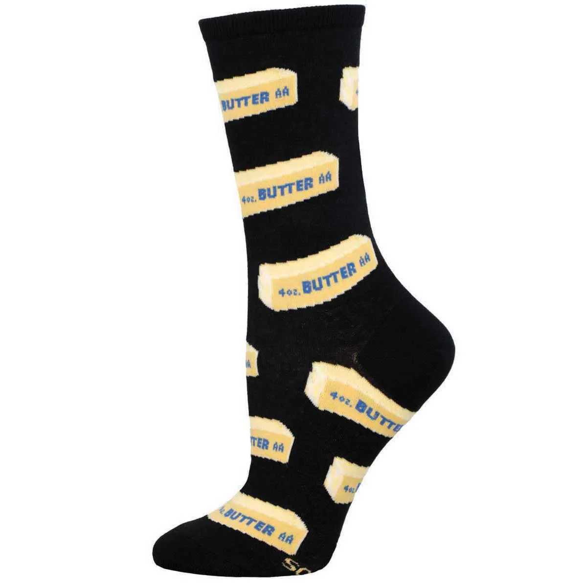 Straight Butter (Black)  Crew Sock S/M