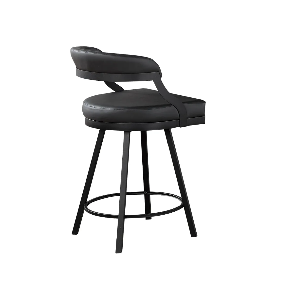 Swiveling Black Counter Height Chair - Modern Industrial Design - Set of 2