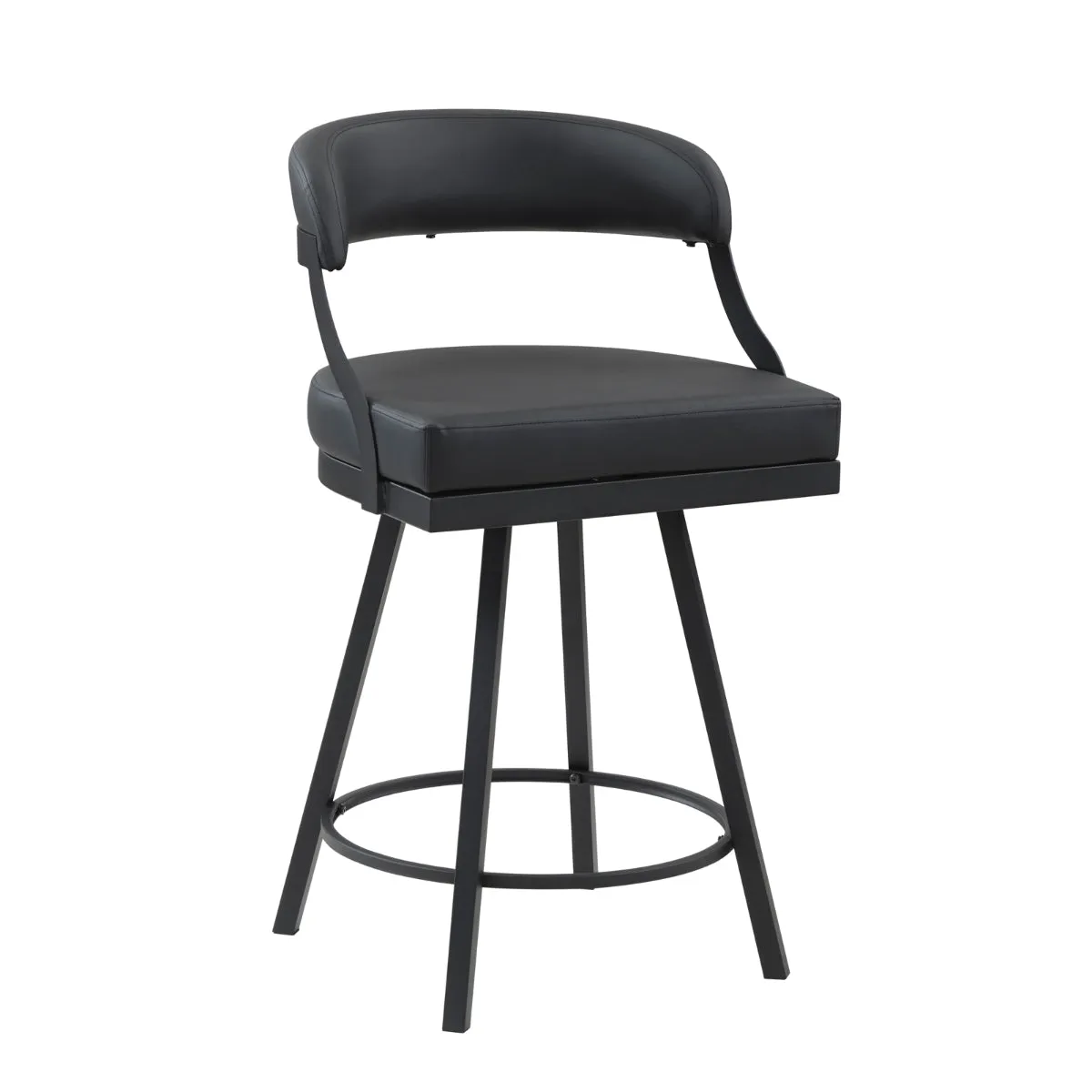 Swiveling Black Counter Height Chair - Modern Industrial Design - Set of 2