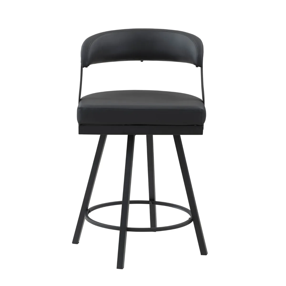 Swiveling Black Counter Height Chair - Modern Industrial Design - Set of 2