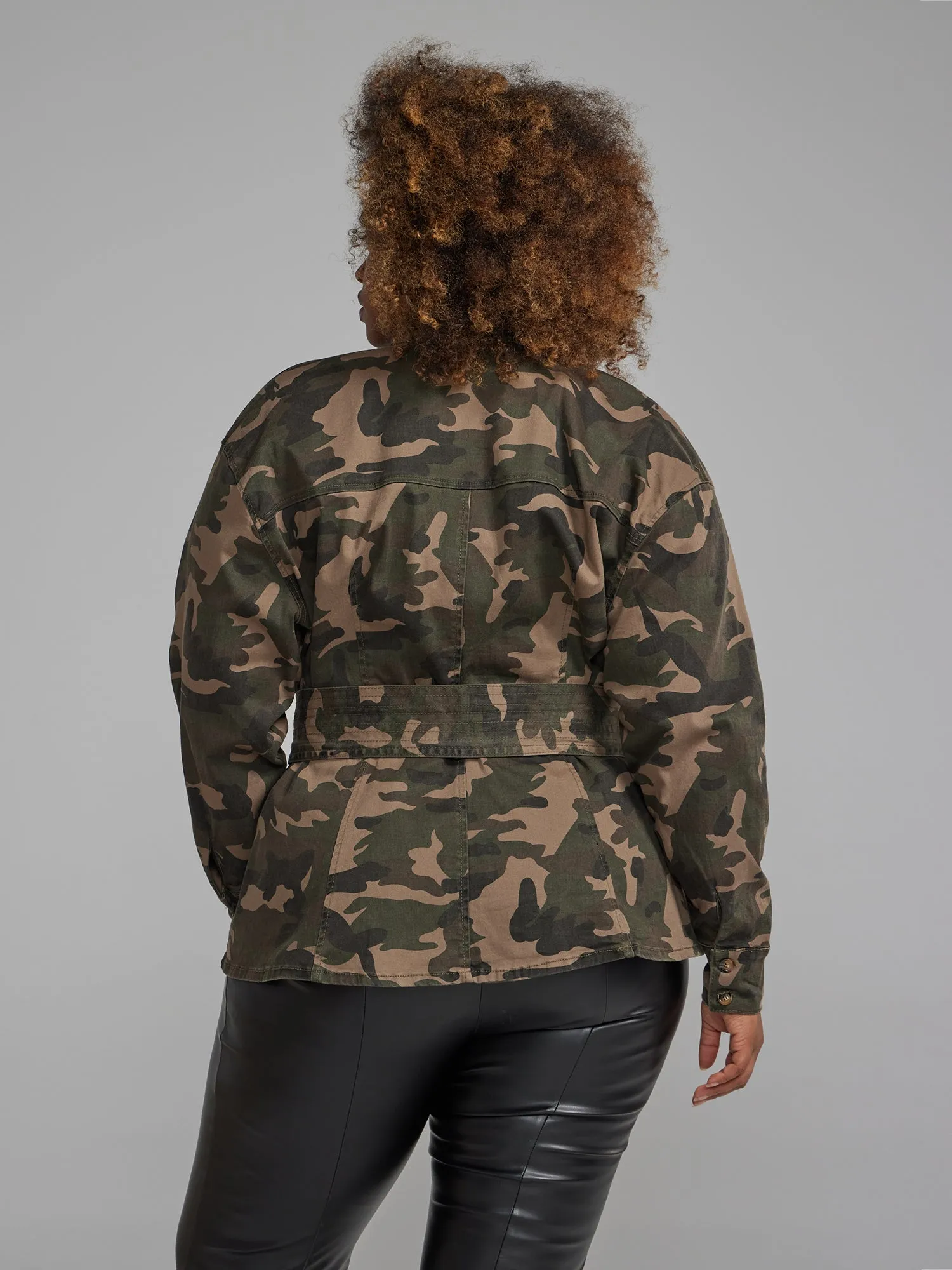 Tie Waist Camo Shacket