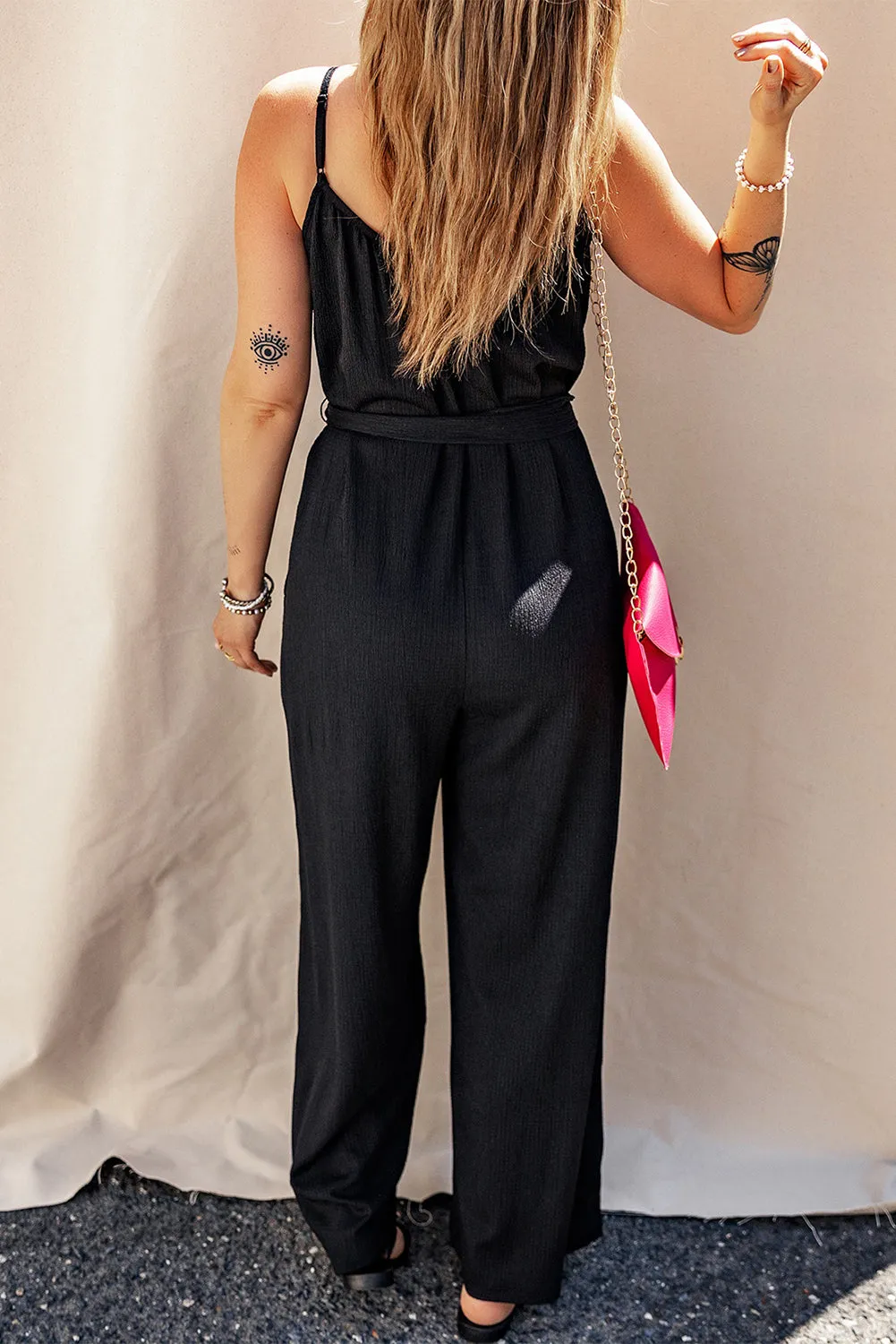 Tied V-Neck Spaghetti Strap Jumpsuit