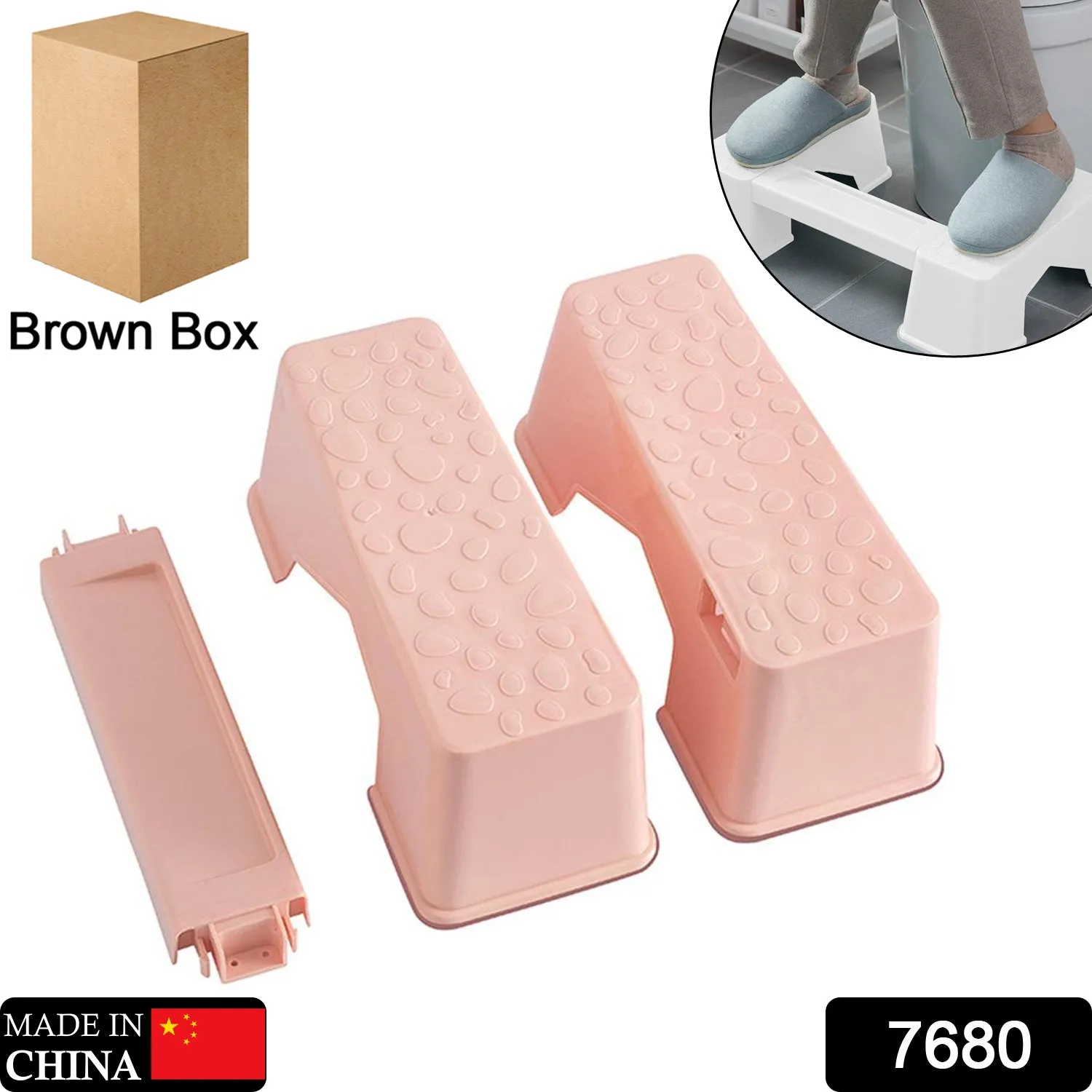 Toilet Stool, Durable Foldable Stable Innovative Step Stool Plastic Anti Slip for Bathroom for Home