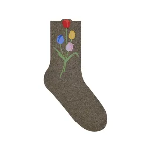 Tulips (Brown) Women's Crew Sock