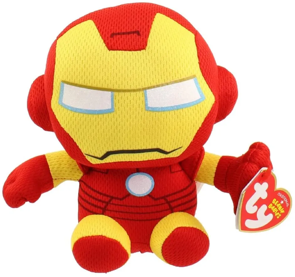 Ty Iron Man Plush Toy - Beanie Baby Stuffed Animal by Marvel Red/Yellow (Reg Size - 6 inches)