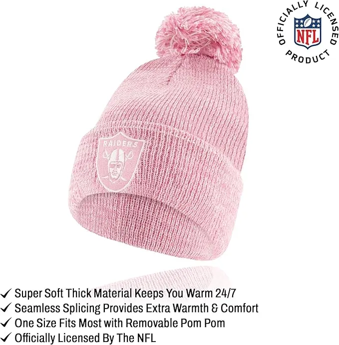 Ultra Game Adults Unisex NFL Official Super Soft Winter Beanie Knit Hat with Extra Warm Touch Screen Gloves|Las Vegas Raiders