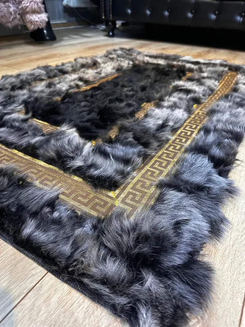 Ultra Soft Luxury Sheepskin Area Rug, Natural Leather Handmade Indoor Rug