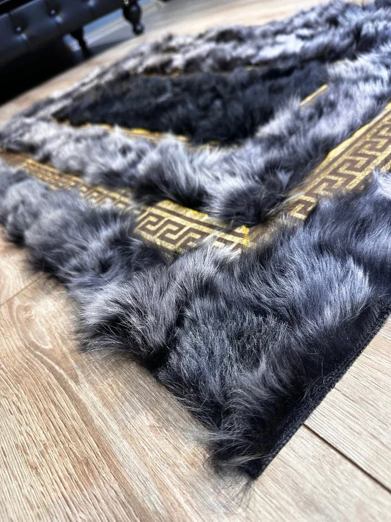 Ultra Soft Luxury Sheepskin Area Rug, Natural Leather Handmade Indoor Rug