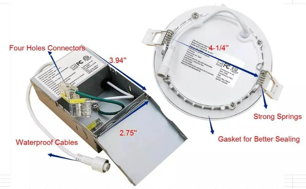 Ultra Thin Gimbal/Angle-Adjustable 4in 9w 3CCT SWITCHABLE (3000K/4000K/5000K) Dimmable