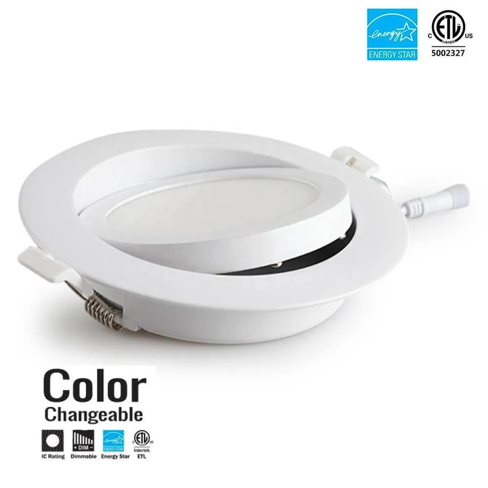 Ultra Thin Gimbal/Angle-Adjustable 4in 9w 3CCT SWITCHABLE (3000K/4000K/5000K) Dimmable