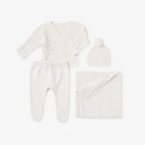 White Cashmere Pointelle Layette Set with Box