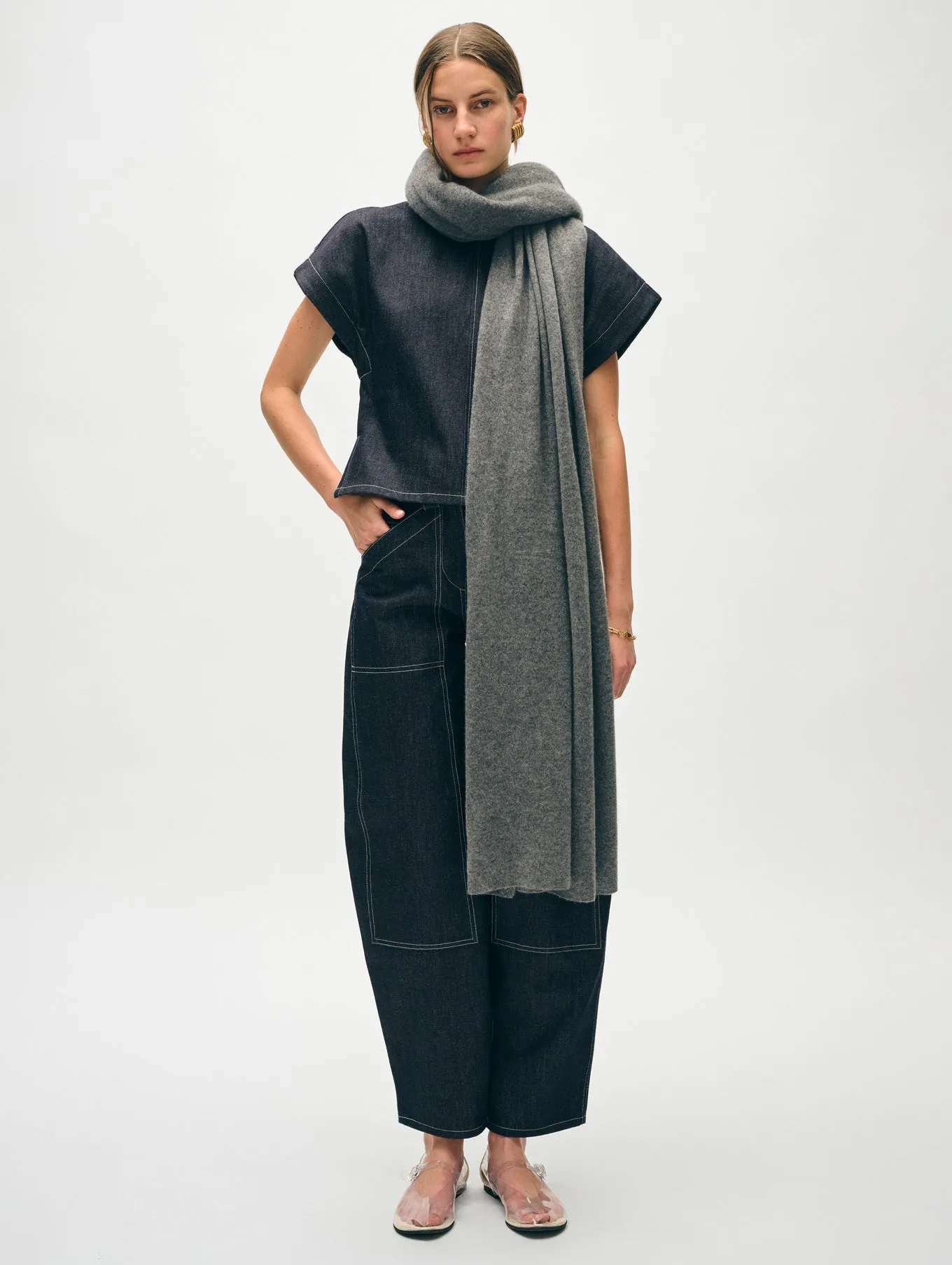 White   Warren - Cashmere Travel Wrap in Graphite Heather