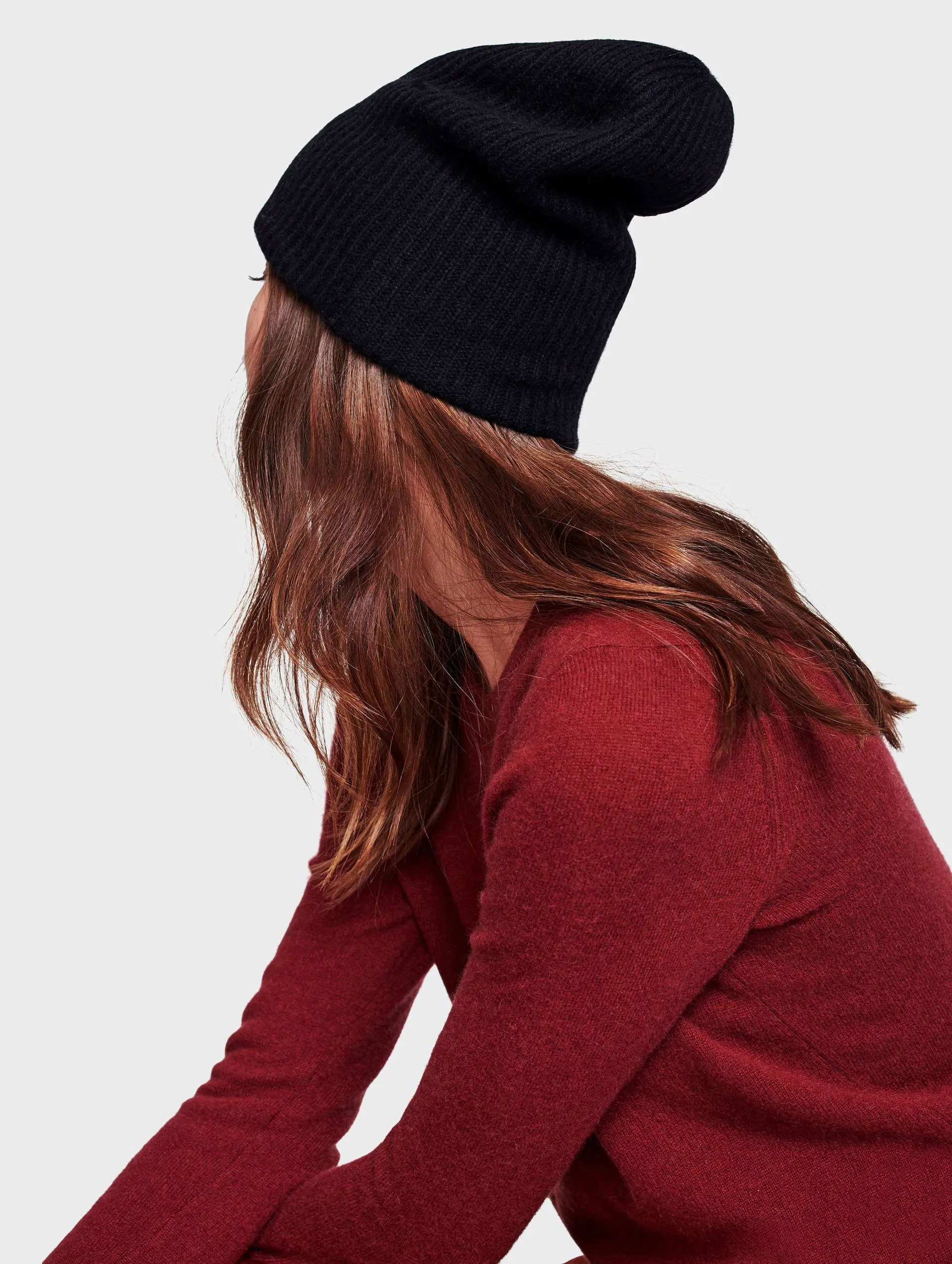 White   Warren - Plush Rib Beanie in Black