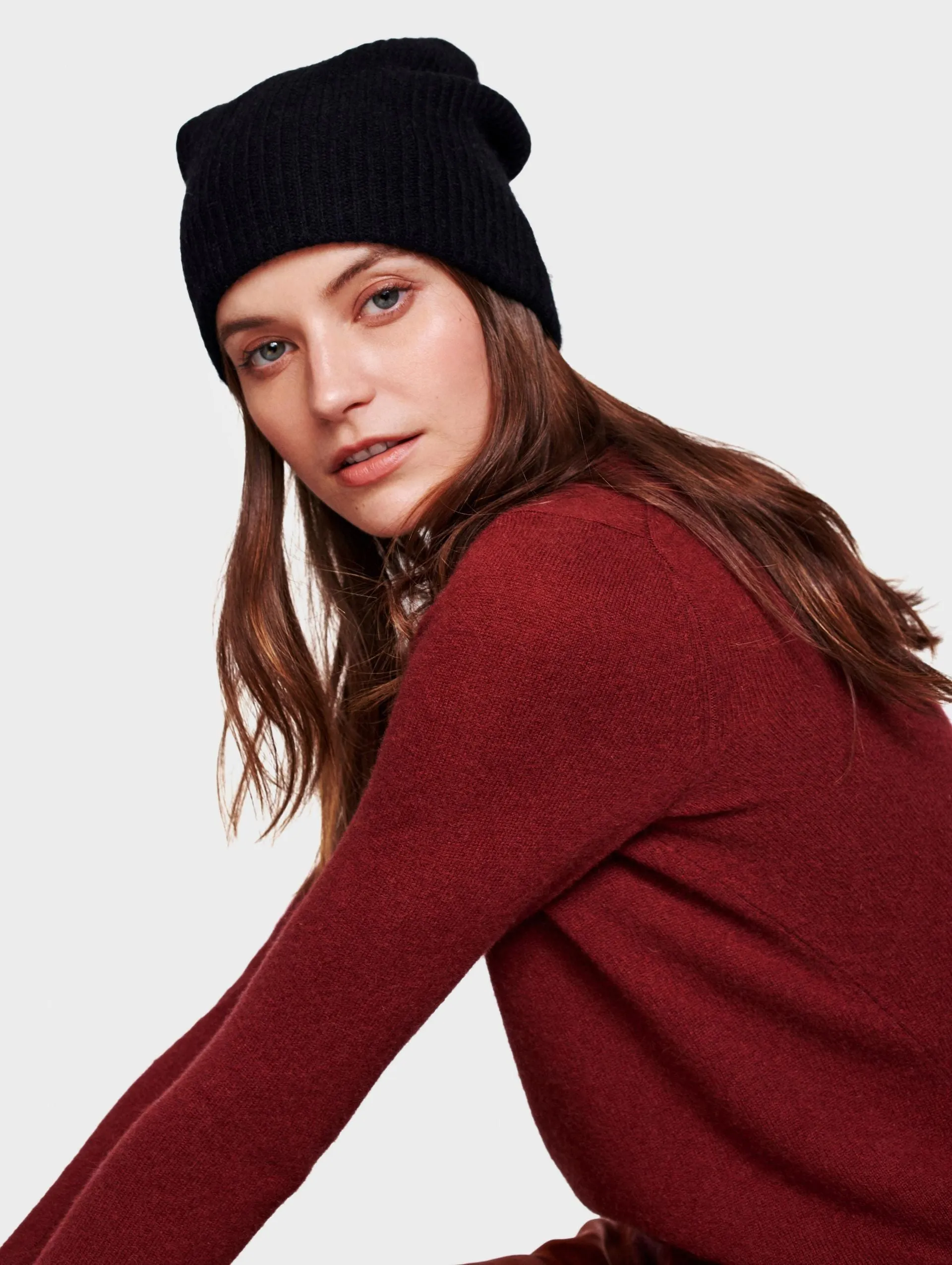 White   Warren - Plush Rib Beanie in Black