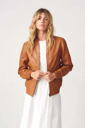 Womens Berlin Collarless Leather Jacket