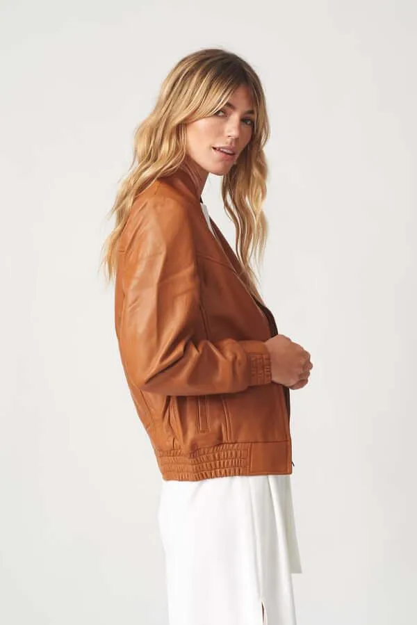 Womens Berlin Collarless Leather Jacket