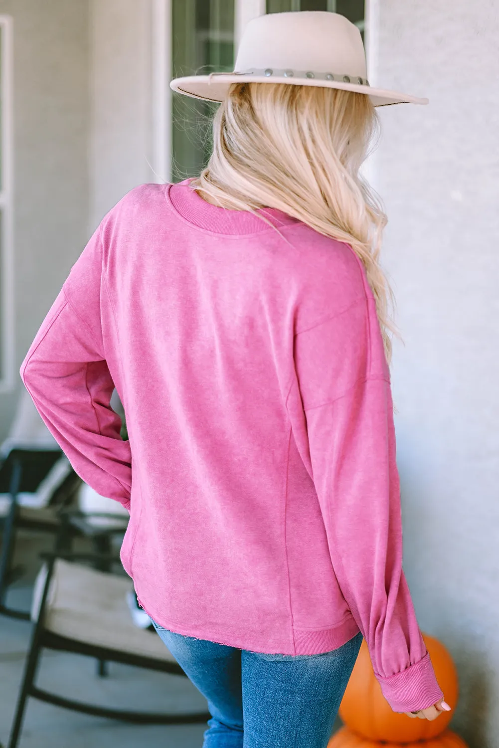 Women's Exposed Seam Twist Open Back Oversized Sweatshirt