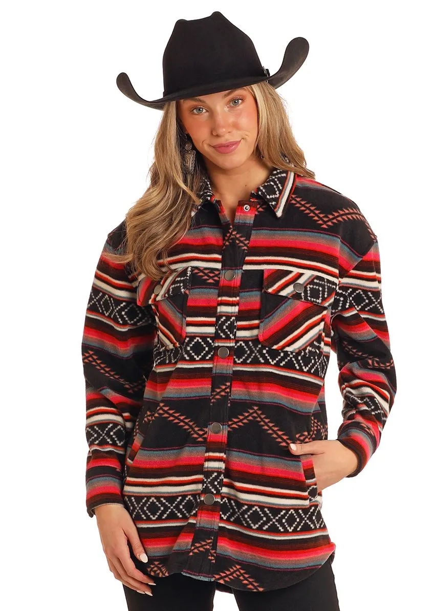 Women's Rock & Roll Cowgirl Fleece Shacket #BW92C05277