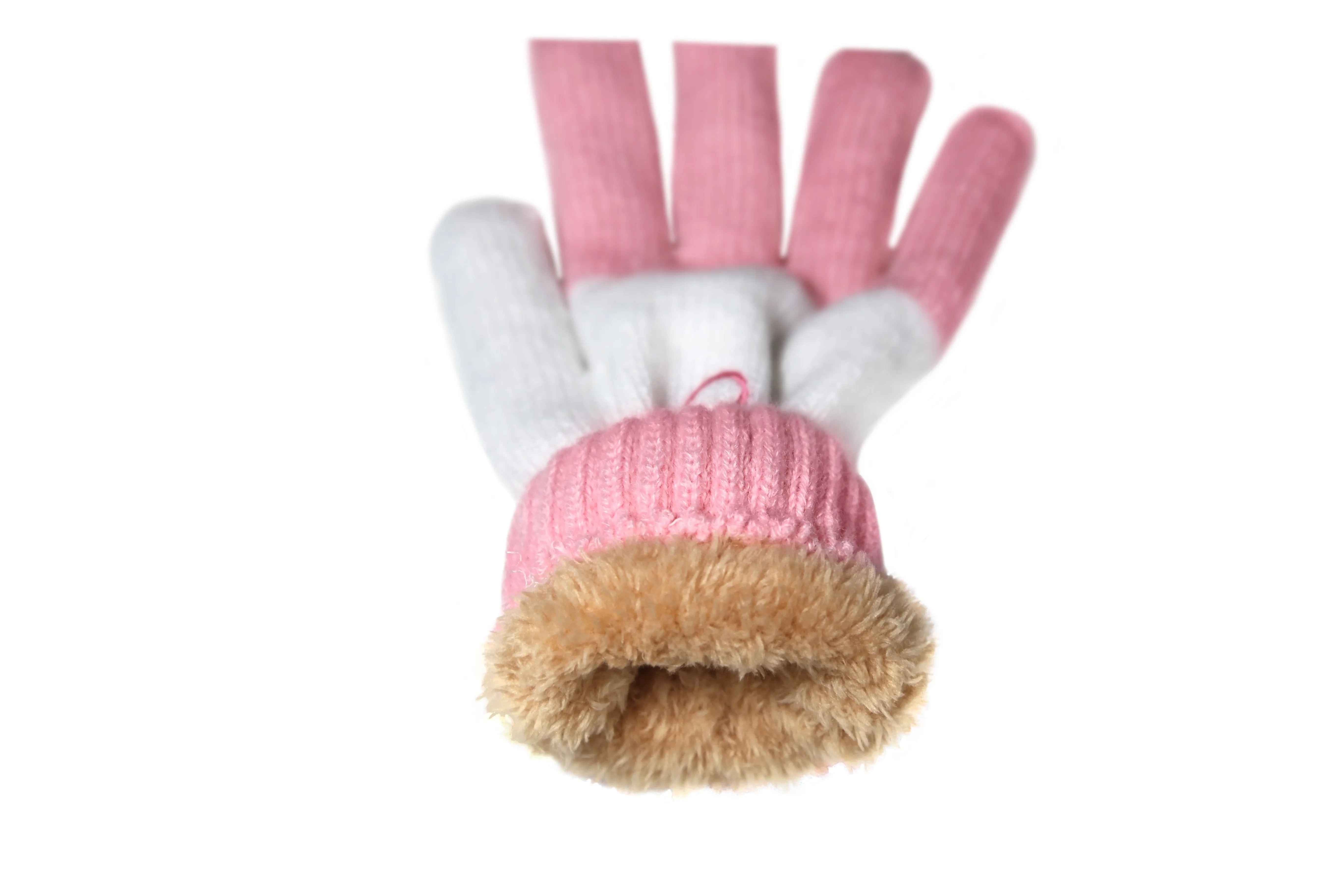 Women’s Winter set, Knitted Beanie with Pompom and Gloves, Pink Ribbon Breast Cancer Awareness