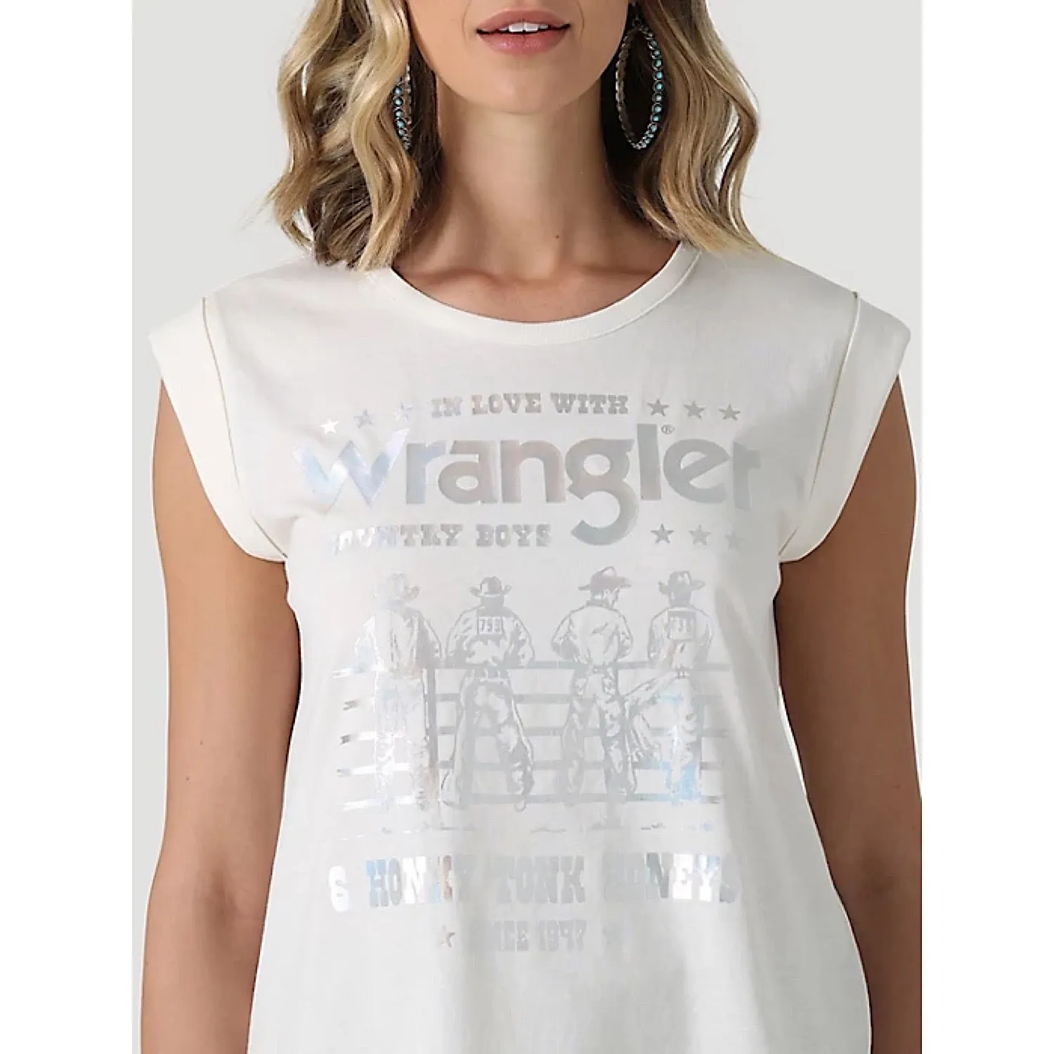 Wrangler Womens Honkey Tonk Honey Cuffed Tank in Sugar Swizzle