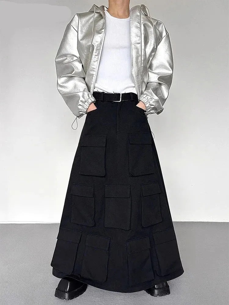 Y2k Silver Oversized PU Leather Jacket