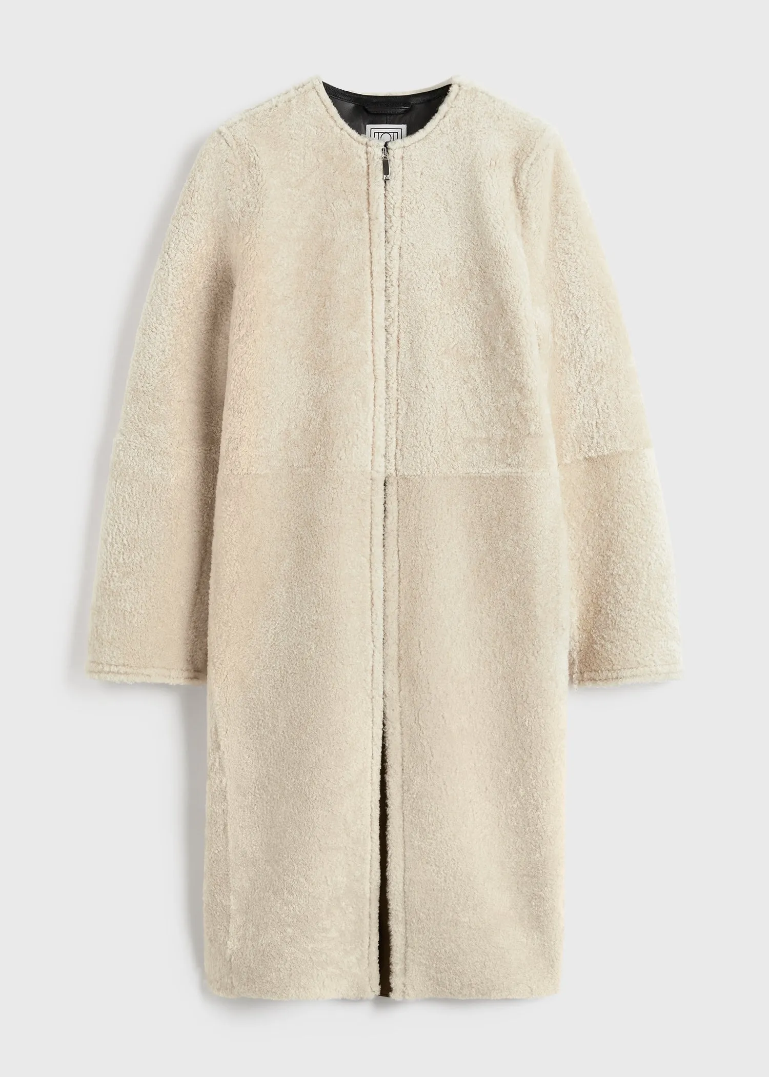 Zipped teddy shearling coat cream